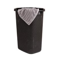 Cesto de roupa suja Mind Reader 60L Slim com tampa de plástico marrom