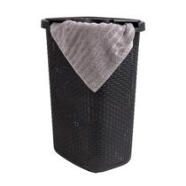 Cesto de roupa suja Mind Reader 60L Slim com tampa de plástico preto Cesto de roupa suja Mind Reader 60L Slim com tampa de plástico preto