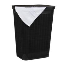 Cesto de roupa suja Mind Reader 60L Slim com tampa de plástico preto Cesto de roupa suja Mind Reader 60L Slim com tampa de plástico preto
