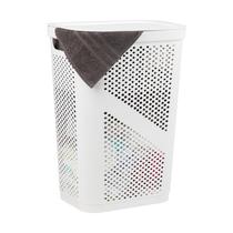 Cesto de roupa suja Mind Reader 60L Slim com tampa ventilada branca Cesto de roupa suja Mind Reader 60L Slim com tampa ventilada branca