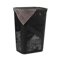 Cesto de roupa suja Mind Reader 60L Slim com tampa ventilada preta Cesto de roupa suja Mind Reader 60L Slim com tampa ventilada preta
