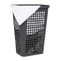 Cesto de roupa suja Mind Reader Slim Cônico com tampa 50L cinza