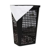 Cesto de roupa suja Mind Reader Slim cônico com tampa 50L preto