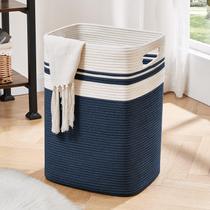 Cesto de roupa suja OIAHOMY Cesto alto de armazenamento de algodão azul 40x33x56cm