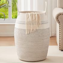 Cesto de roupa suja OIAHOMY Woven Cotton Rope 65 cm para armazenamento de roupas