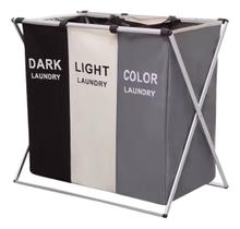 Cesto De Roupa Suja Organizador 3 Compartimentos Dobravel