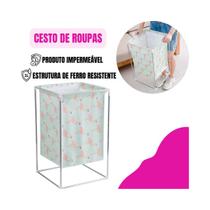 Cesto de Roupa Suja Organizador de Brinquedos Multiuso Dobrável Para Lavanderia Com Suporte Ferro Cesto de Roupa Suja Organizador de Brinquedos Multiuso Dobrável Para Lavanderia Com Suporte Ferro