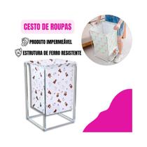 Cesto de Roupa Suja Organizador de Brinquedos Multiuso Dobrável Para Lavanderia Com Suporte Ferro Cesto de Roupa Suja Organizador de Brinquedos Multiuso Dobrável Para Lavanderia Com Suporte Ferro