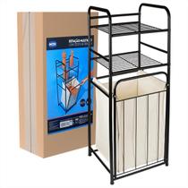 Cesto De Roupa Suja Organizador Forrado Banheiro 50 litros Grande Cesto Retangular -Mor