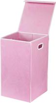 Cesto de roupa suja para utensílios domésticos simples dobrável com tampa rosa