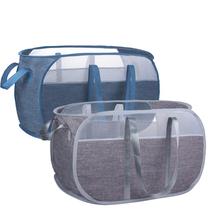 Cesto de roupa suja pop-up XIAYAN, fácil de abrir e dobrar, azul/cinza