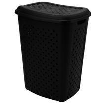 Cesto De Roupa Suja Rattan Plástico 45 Litros Lavanderia Com Tampa e Alças Organizador Banheiro Cesto De Roupa Suja Rattan Plástico 45 Litros Lavanderia Com Tampa e Alças Organizador Banheiro
