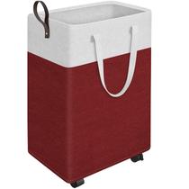 Cesto de roupa suja rolante HomeHacks 90L com rodas impermeáveis vermelhas Cesto de roupa suja rolante HomeHacks 90L com rodas impermeáveis vermelhas