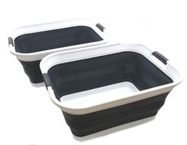 Cesto de roupa suja SAMMART, conjunto de 2 dobráveis, 42L, preto