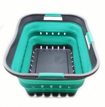 Cesto de roupa suja SAMMART de plástico dobrável 42L (11 galões) cinza/azul