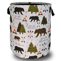 Cesto de roupa suja SELIONLIKN Funny Adventure Bear Forest