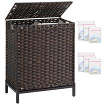 Cesto de roupa suja SETVSON 112L em vime de vime com 2 sacos de forro Cesto de roupa suja SETVSON 112L em vime de vime com 2 sacos de forro