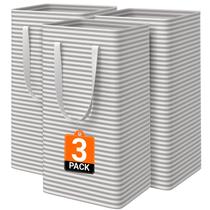 Cesto de roupa suja SmartTrends, pacote com 3, impermeável, 88L cinza