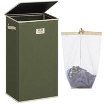 Cesto de roupa suja SOLEDI 100L com tampa, saco removível, abacate