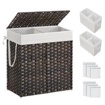Cesto de roupa suja SONGMICS 110L com tampa e 2 sacos de forro marrom Cesto de roupa suja SONGMICS 110L com tampa e 2 sacos de forro marrom