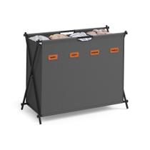 Cesto de roupa suja SONGMICS 155L com 4 seções, cinza ardósia