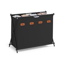 Cesto de roupa suja SONGMICS 155L com 4 seções de tinta preta ULCB140B01