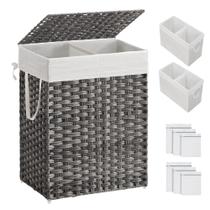 Cesto de roupa suja SONGMICS 90L de seção dupla cinza 33x46x60 cm