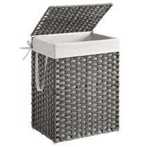 Cesto de Roupa Suja SONGMICS 90L - Rattan Sintético com Tampa (Cinza)