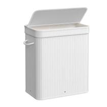 Cesto de roupa suja SONGMICS Bamboo com tampa 100L Cloud White Cesto de roupa suja SONGMICS Bamboo com tampa 100L Cloud White