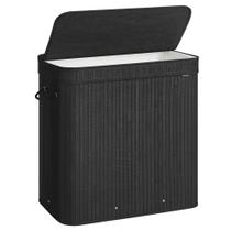 Cesto de roupa suja SONGMICS Bamboo com tampa, capacidade de 150 L, tinta preta