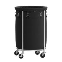Cesto de Roupa Suja SONGMICS com Rodinhas - 70L - Preto/Prata
