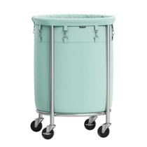 Cesto de roupa suja SONGMICS Rolling 110L com estrutura de aço verde menta