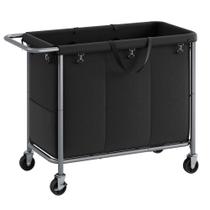 Cesto de roupa suja SONGMICS Rolling de 3 seções 200L com rodas