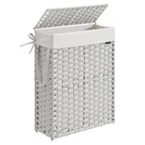 Cesto de roupa suja SONGMICS Slim com tampa 55L Rattan Cloud White Cesto de roupa suja SONGMICS Slim com tampa 55L Rattan Cloud White