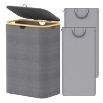Cesto de roupa suja SpaceAid Double 2 Seções 160L com tampa cinza