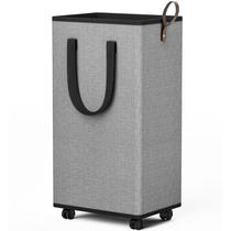 Cesto de roupa suja SpaceTrove com rodas dobrável 100L cinza