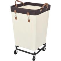 Cesto de roupa suja StorageWorks 160L com rodas em tecido bege Cesto de roupa suja StorageWorks 160L com rodas em tecido bege