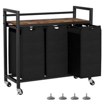 Cesto de roupa suja SwaAvee, 3 sacos com prateleira e rodas, capacidade de 120 L