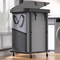 Cesto de roupa suja Valentar 150L (40 galões) com rodas em couro cinza