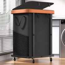 Cesto de roupa suja Valentar 150L (40 galões) com rodas em couro preto