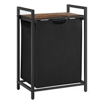 Cesto de roupa suja VASAGLE com bolsa removível 65L preto/marrom rústico