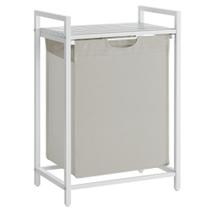 Cesto de roupa suja VASAGLE Laundry Sorter 65L com prateleira branca