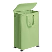 Cesto de roupa suja Vincona Slim com tampa e rodas 75L Sage Green