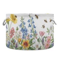 Cesto de roupa suja WELLDAY com corda de algodão 51x51x36 cm Flores silvestres