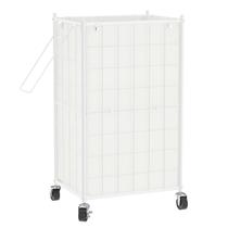 Cesto de roupa suja WOWLIVE com rodas 100L com estrutura de metal branco