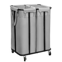 Cesto de roupa suja WOWLIVE Double 170L com rodas e estrutura de aço