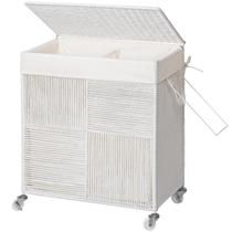 Cesto de roupa suja WOWLIVE Double com tampa 115L de capacidade branco