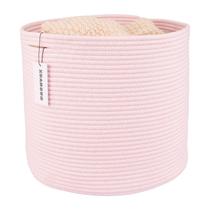 Cesto de roupa suja XUANGUO Corda de algodão rosa 41x36cm redondo Cesto de roupa suja XUANGUO Corda de algodão rosa 41x36cm redondo