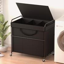 Cesto de roupa suja YKDIRECT 180L com tampa e 3 compartimentos preto Cesto de roupa suja YKDIRECT 180L com tampa e 3 compartimentos preto