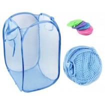 Cesto De Roupa Telado Multiuso Azul 35x35x58cm - Plastleo Cesto De Roupa Telado Multiuso Azul 35x35x58cm - Plastleo